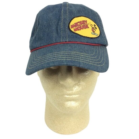Disney Mickey Mouse Patch Denim Baseball Cap Hat Adjustable Strap - Picture 1 of 8